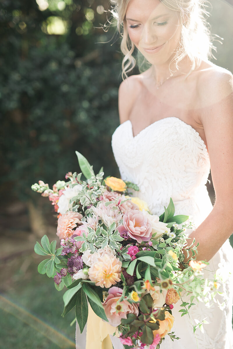 bride, wedding florals, wedding dress