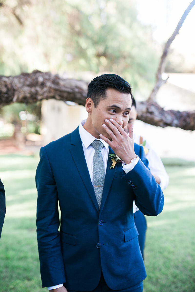 groom, wedding photography, first look at the bride