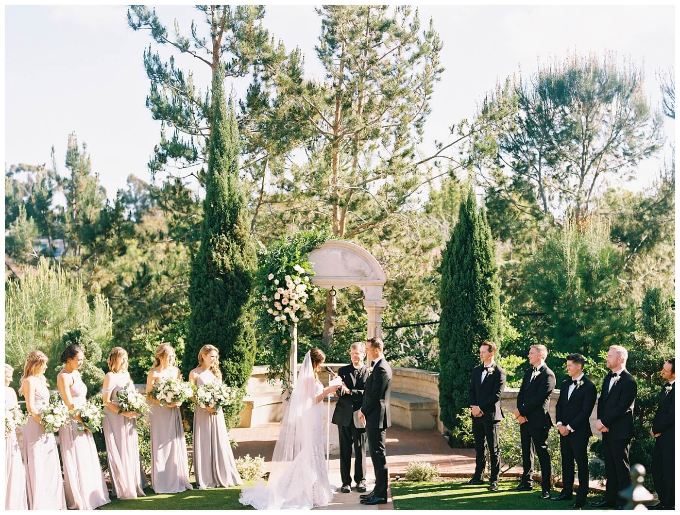 Wedding Ceremony at the fountain at the prado in balboa park