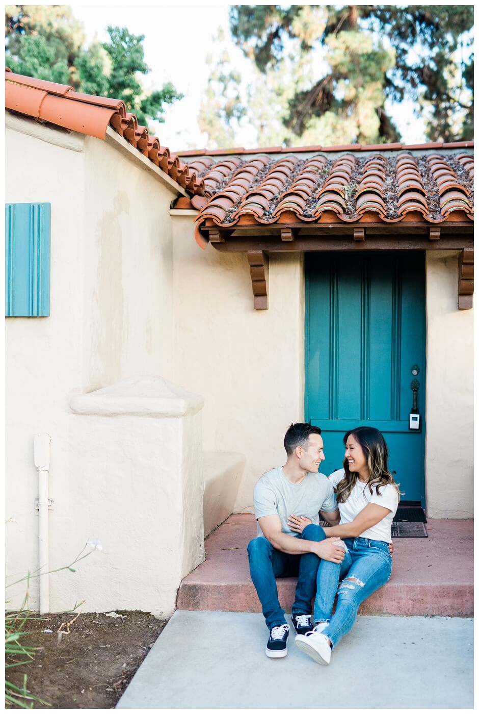 Balboa Park Engagement Photography Session in San Diego with a dog or puppy