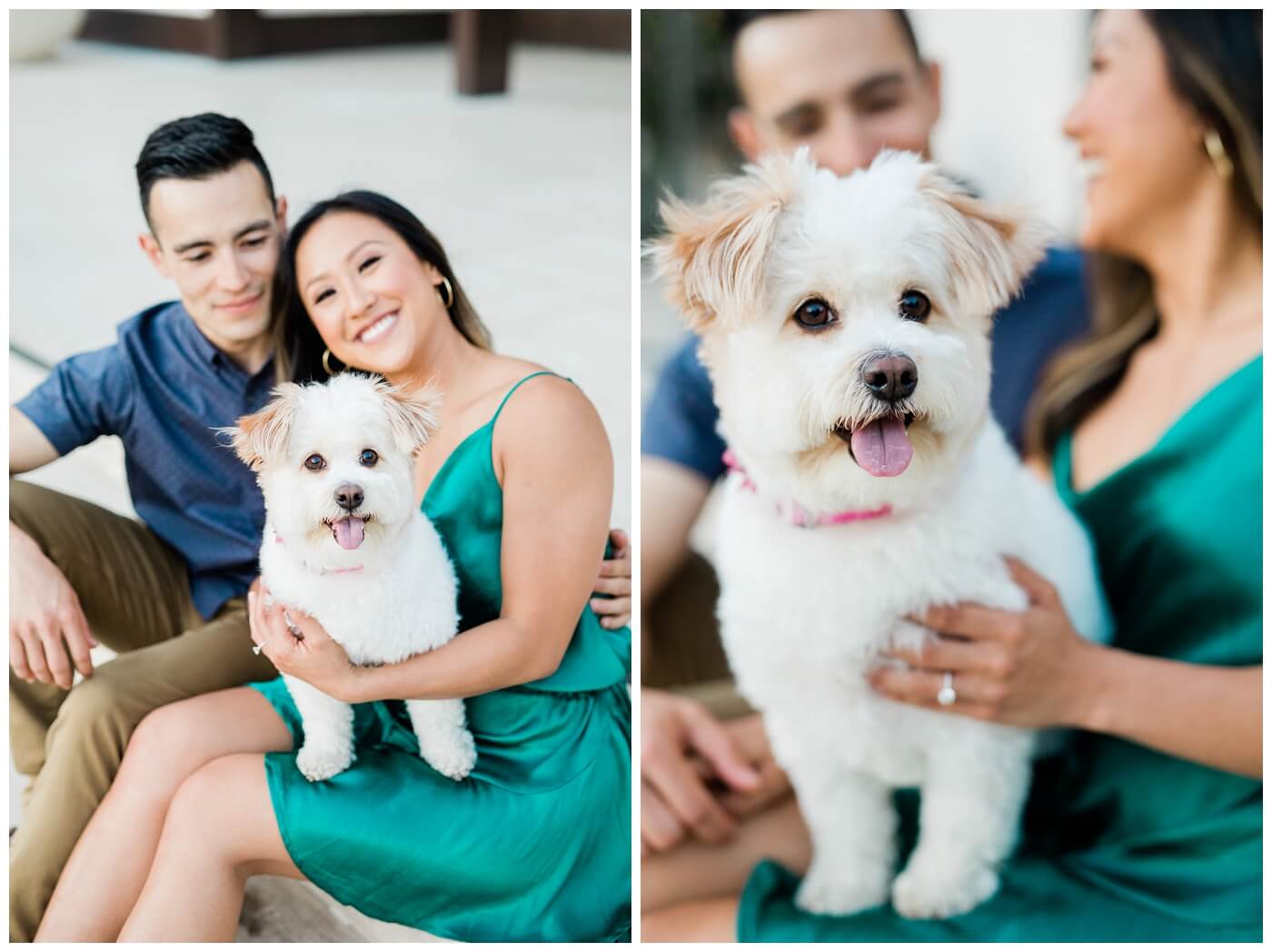 Balboa Park Engagement Photography Session in San Diego with a dog or puppy